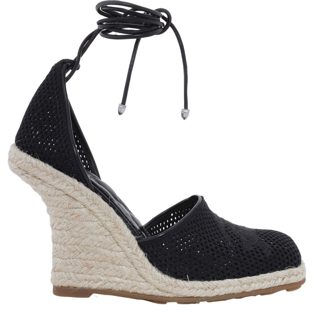 Burberry Black Mesh Espadrille Wedges